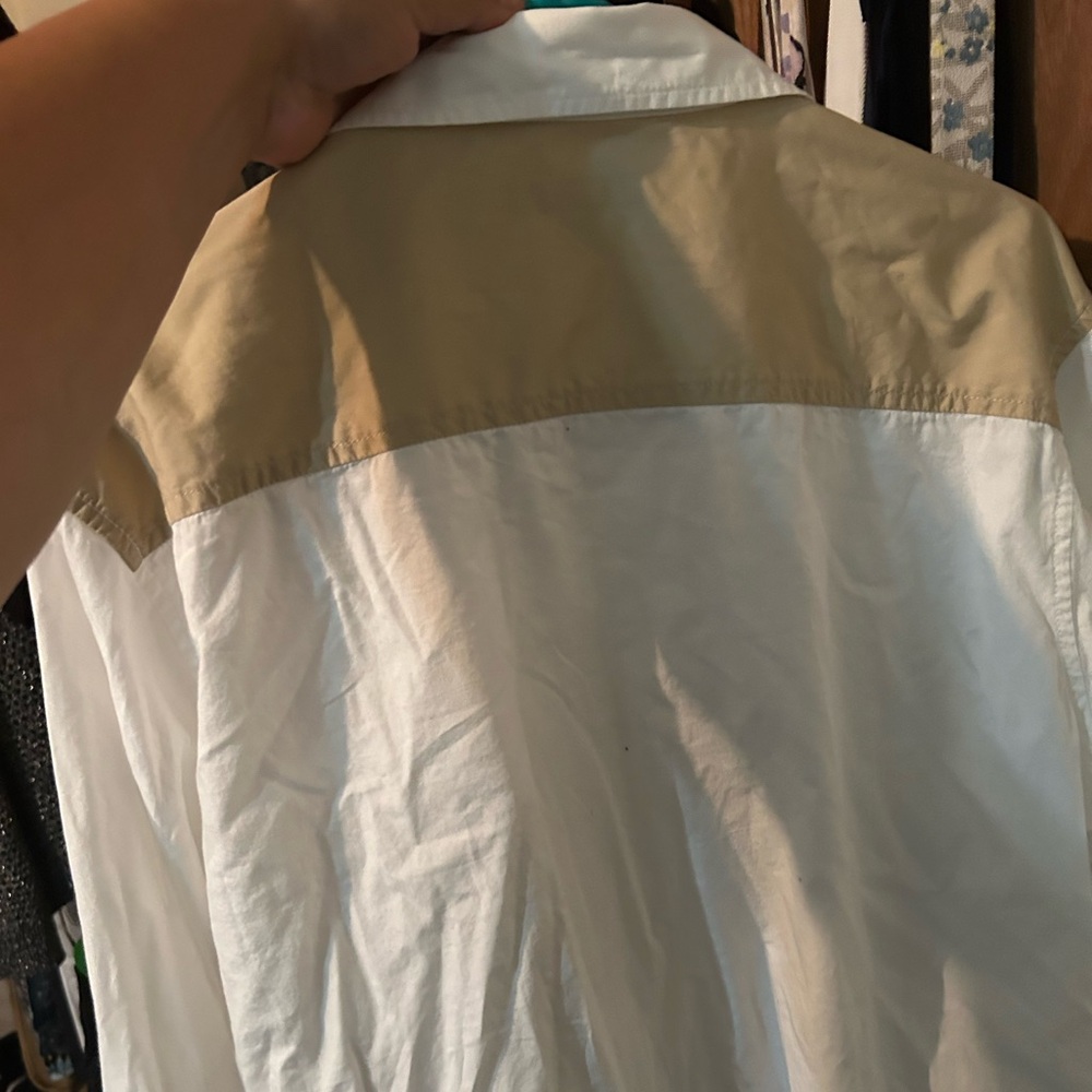 White beige long sleeve button shirt